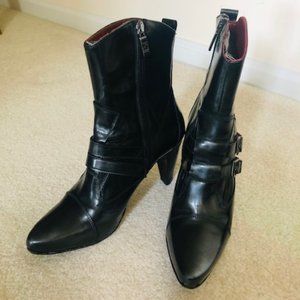 Black Leather Heeled Boots